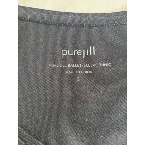Pure Jill Tunic Mini Dress Womens Small Black Long Ballet-Sleeve Scoop Neck - Picture 3 of 5